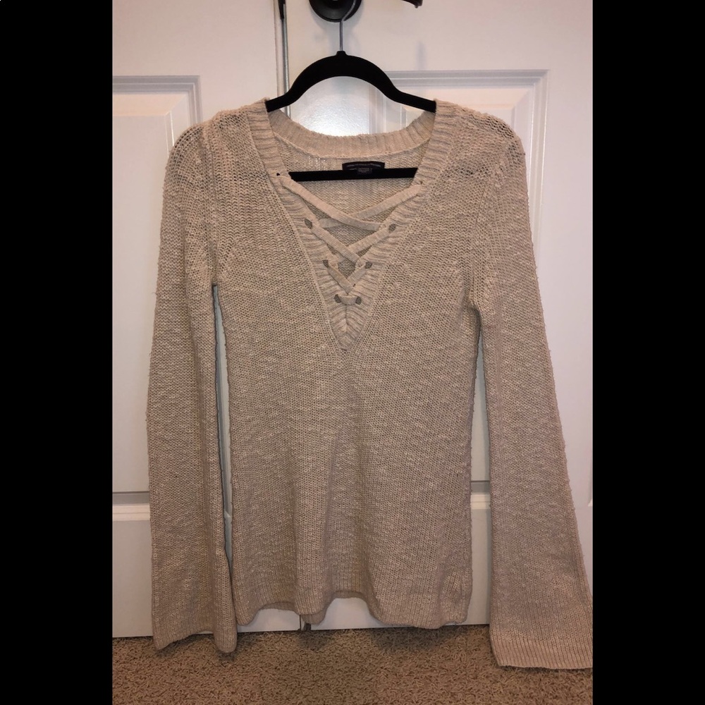 American eagle lace up sweater